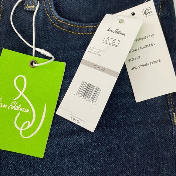 Sam Edelman Bay Flare Trouser Jeans Women 27 Blue Dark Wash High Rise Wide Leg - Picture 5 of 11